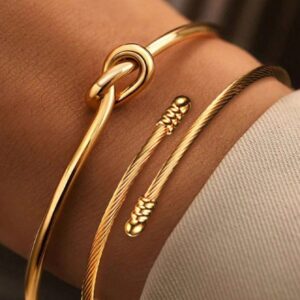 2pcs/Set Bracelet en métal géométrique de style européen et américain pour hommes Et femmes