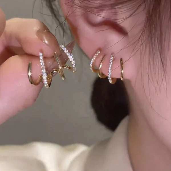 Ensemble paire de boucles d'oreilles à la mode serties de diamants pour femmes