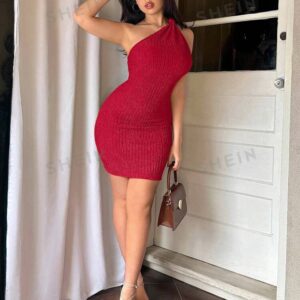 Robe moulante asymétrique Firerie avec motif texturé