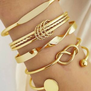 5 Pièces Ensemble De Bracelet Vintage Simple Et À La Mode Pour Femmes