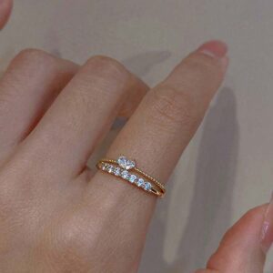 Bague scintillante en strass pour femmes, 2 pièces, mode simple