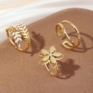 Onelike 3pcs Couleur Or Jaune Acier Inoxydable Blé Oreilles Feuilles/Fleur