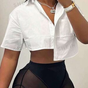 SHEIN slayr chemise courte blanche à ourlet asymétrique