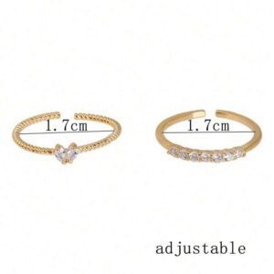 Bague scintillante en strass pour femmes, 2 pièces, mode simple