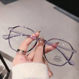 Lunettes polygonales anti-lumière bleue, style rétro minimaliste, pour femme, 1 pièce