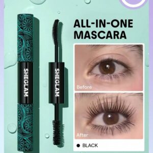SHEGLAM 2 en 1 noir volume et longueur Mascara longue durée imperméable à double extrémité Maquillage des yeux
