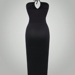 SHEIN Relaxiva Robe sexy noire moulante sans manches et dos nu pour femme