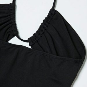 SHEIN Relaxiva Robe sexy noire moulante sans manches et dos nu pour femme