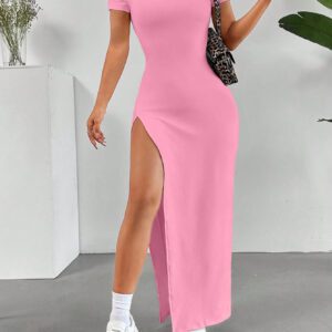 SHEIN EZwear Robe d'été fendue haute et sans épaule unie pour femmes