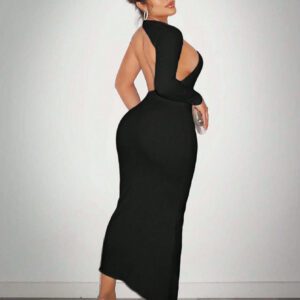 SHEIN SXY Robe moulante asymétrique à un épaule, élégante et habillée, avec dos nu pour femmes
