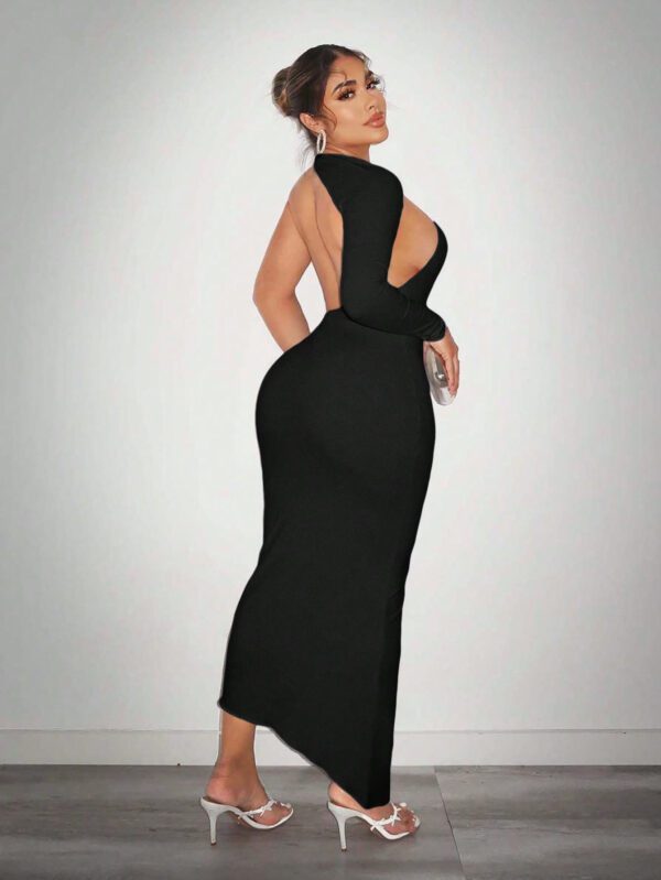 SHEIN SXY Robe moulante asymétrique à un épaule, élégante et habillée, avec dos nu pour femmes – Image 10