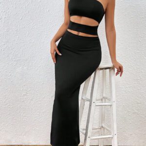 Glamine Robe Moulante Sexy Sans Bretelles Pour Femmes, Évidée