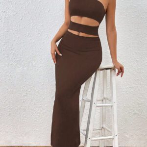 Glamine Robe Moulante Sexy Sans Bretelles Pour Femmes, Évidée