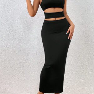Glamine Robe Moulante Sexy Sans Bretelles Pour Femmes, Évidée