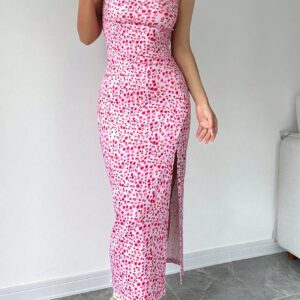 SHEIN Aloruh Robe à bretelles spaghetti florale pour femmes, style de vacances