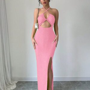 SHEIN Raffinéa Robe fourreau longue fendue au dos et sans dos