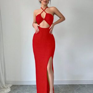 SHEIN Raffinéa Robe fourreau longue fendue au dos et sans dos