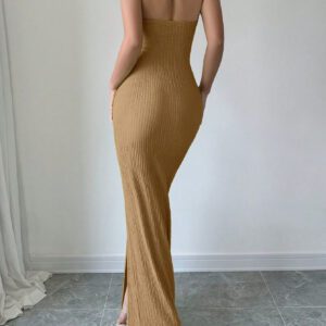 SHEIN Raffinéa Robe fourreau longue fendue au dos et sans dos