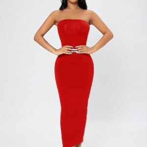 SHEIN PETITE Robe pour femmes d'été à tube divisé dans le dos