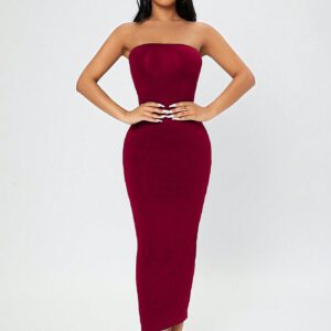 SHEIN PETITE Robe pour femmes d'été à tube divisé dans le dos