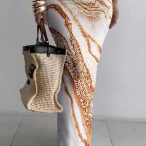 SHEIN Essnce Robe à bretelles skinny pour femmes avec imprimé marbré, mode estivale