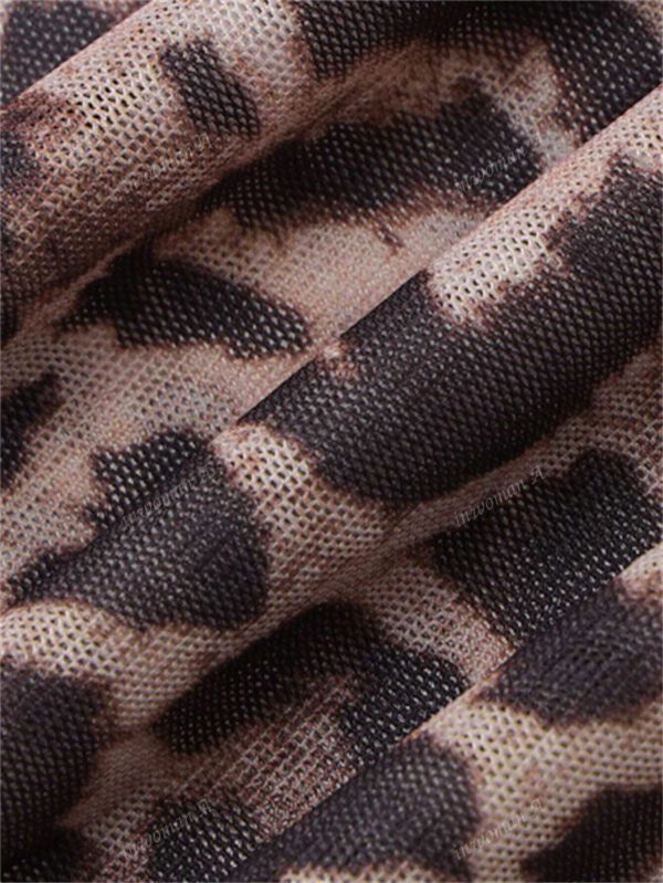 Robe longue de soirée sexy au léopard d'été à manches longues et translucide pour femme, ajustée et affûtée – Image 5