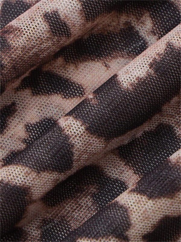 Robe longue de soirée sexy au léopard d'été à manches longues et translucide pour femme, ajustée et affûtée – Image 12