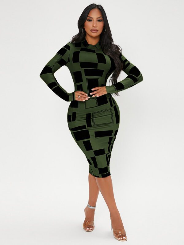 SHEIN SXY Robe longue à manches longues en tricot imprimé – Image 4