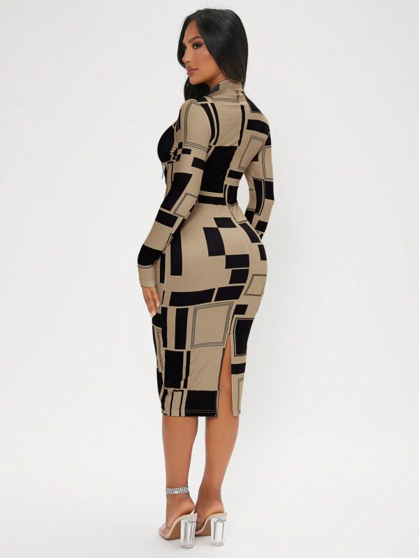 SHEIN SXY Robe longue à manches longues en tricot imprimé – Image 7