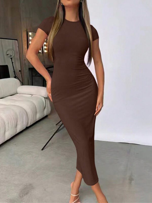 SHEIN SXY Robe élégante pour femme, décontractée d'été, col rond, coupe moulante