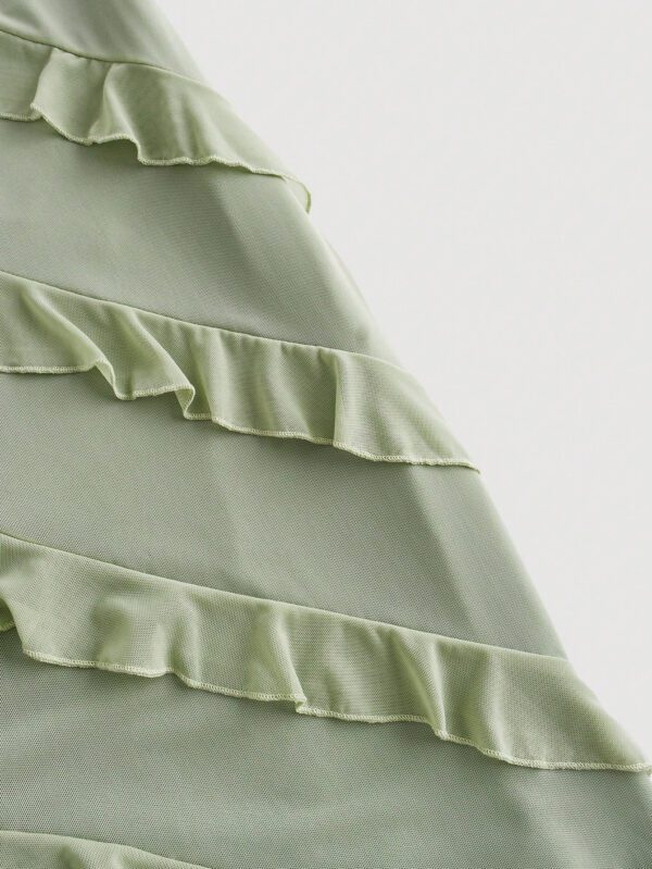 SHEIN MOD Robe décontractée d"été pour femme avec ourlet asymétrique, bretelles spaghetti et garniture à volants – Image 9