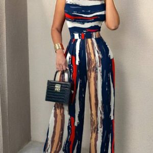 SHEIN Slayr Combinaison moulante femme à taille élastique imprimée asymétrique, printemps et été