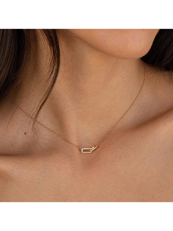 1 Pièce Collier Pour Femmes En Or Avec Double Cercle Brillant En Zircone Cubique, Cadeau À La Mode Et Personnalisé Pour Les Rencontres