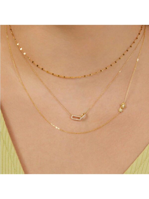 1 Pièce Collier Pour Femmes En Or Avec Double Cercle Brillant En Zircone Cubique, Cadeau À La Mode Et Personnalisé Pour Les Rencontres – Image 6