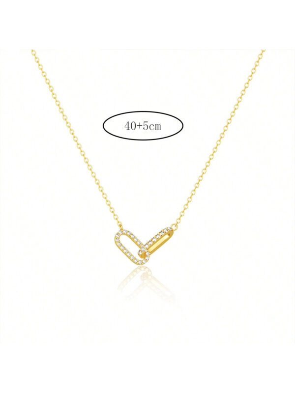 1 Pièce Collier Pour Femmes En Or Avec Double Cercle Brillant En Zircone Cubique, Cadeau À La Mode Et Personnalisé Pour Les Rencontres – Image 8