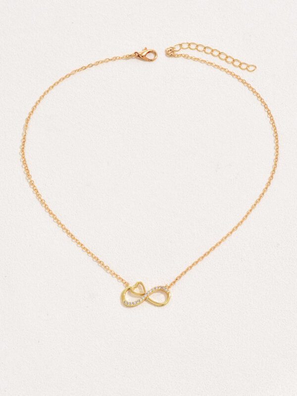 1 pièce Mode Cuivre À Strass Infini Symbole Collier Avec Pendentif Pour Femme Pour Décoration Quotidienne Cuivre Bijou – Image 5