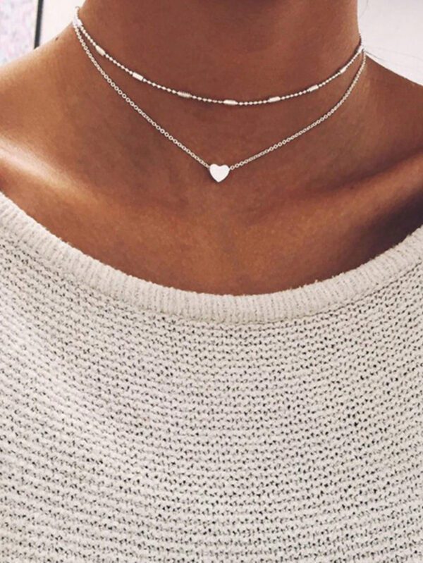 1 pièce Collier pendentif cœur minimaliste multicouche, convient pour un port quotidien, une fête, la plage, les voyages ou comme un beau cadeau pour femmes – Image 3