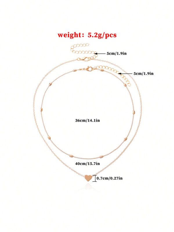 1 pièce Collier pendentif cœur minimaliste multicouche, convient pour un port quotidien, une fête, la plage, les voyages ou comme un beau cadeau pour femmes – Image 4