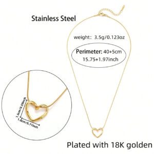 1 pièce Collier de femme avec design de cœur ajouré, pendentif en acier inoxydable unique et chic en forme de cœur pour un port quotidien, cadeau pour femmes