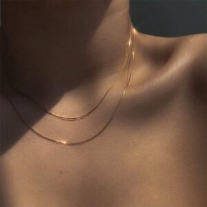 Collier à double chaîne minimaliste - Conception délicate et délicate, style simple mais élégant, cadeau parfait pour les femmes, bijou à porter au quotidien