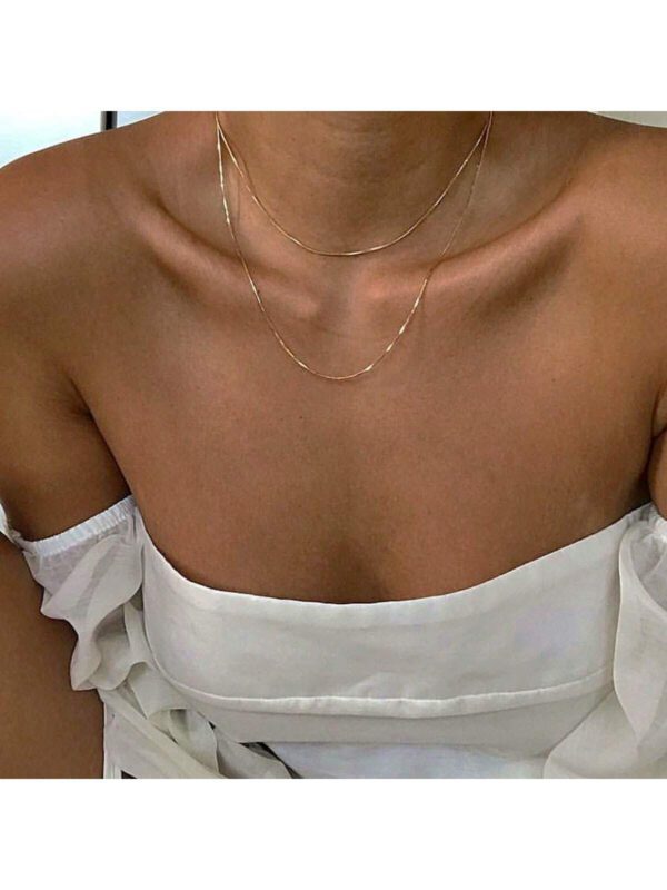 Collier à double chaîne minimaliste - Conception délicate et délicate, style simple mais élégant, cadeau parfait pour les femmes, bijou à porter au quotidien – Image 6