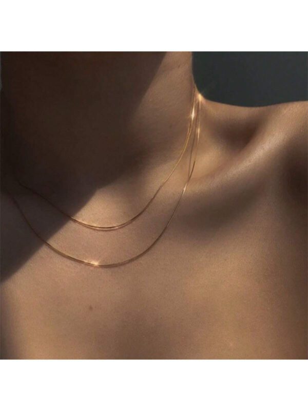 Collier à double chaîne minimaliste - Conception délicate et délicate, style simple mais élégant, cadeau parfait pour les femmes, bijou à porter au quotidien – Image 10