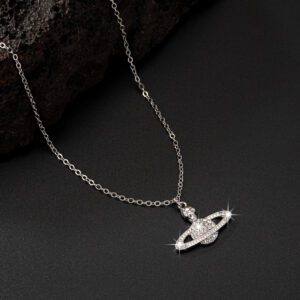 1 Pièce Collier Pendentif Forme De La Terre Simple Entièrement Garni De Strass