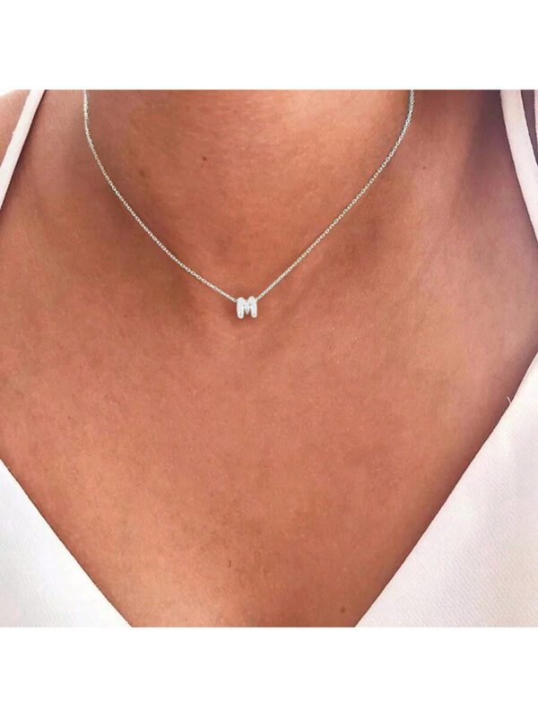 A-Z initial Collier Avec Pendentif Femme En Acier Inoxydable Collier À Chaîne Pour Femme – Image 2