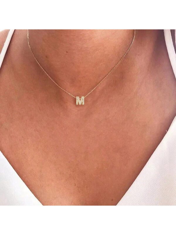 A-Z initial Collier Avec Pendentif Femme En Acier Inoxydable Collier À Chaîne Pour Femme – Image 3