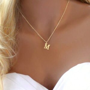 1 pièce Collier À Chaîne À Pendentif Classique Branché Argent Couleur initial Pour Femme