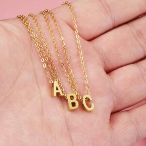 26 Pièces Collier En Acier Inoxydable Style Américain-européen À Chaîne Claviculaire Courte Avec Pendentifs De Lettre De Nom Initial Personnalisé Pour Femmes