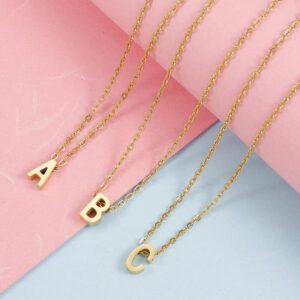26 Pièces Collier En Acier Inoxydable Style Américain-européen À Chaîne Claviculaire Courte Avec Pendentifs De Lettre De Nom Initial Personnalisé Pour Femmes