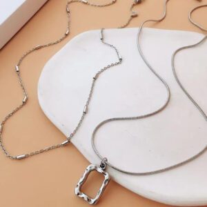 2 pièces/set Collier à breloque géométrique