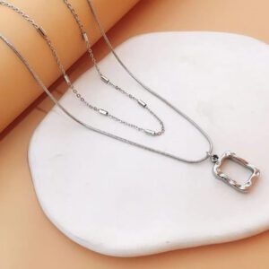 2 pièces/set Collier à breloque géométrique